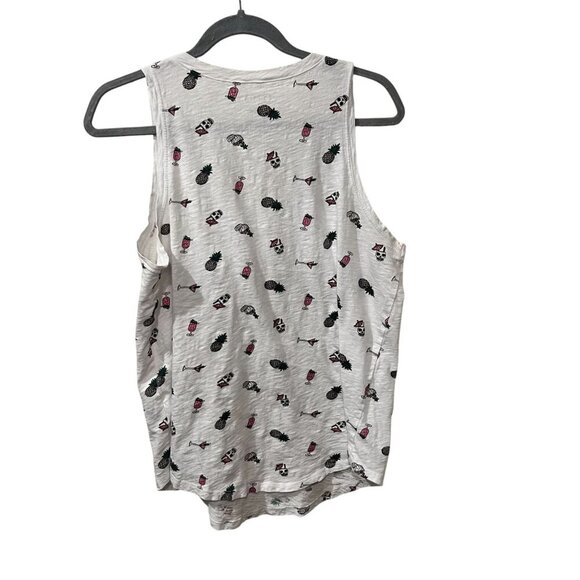 Torrid White Tank Top With Tropical & Skull Print Classic Fit Size 0 size large - Picture 5 of 7